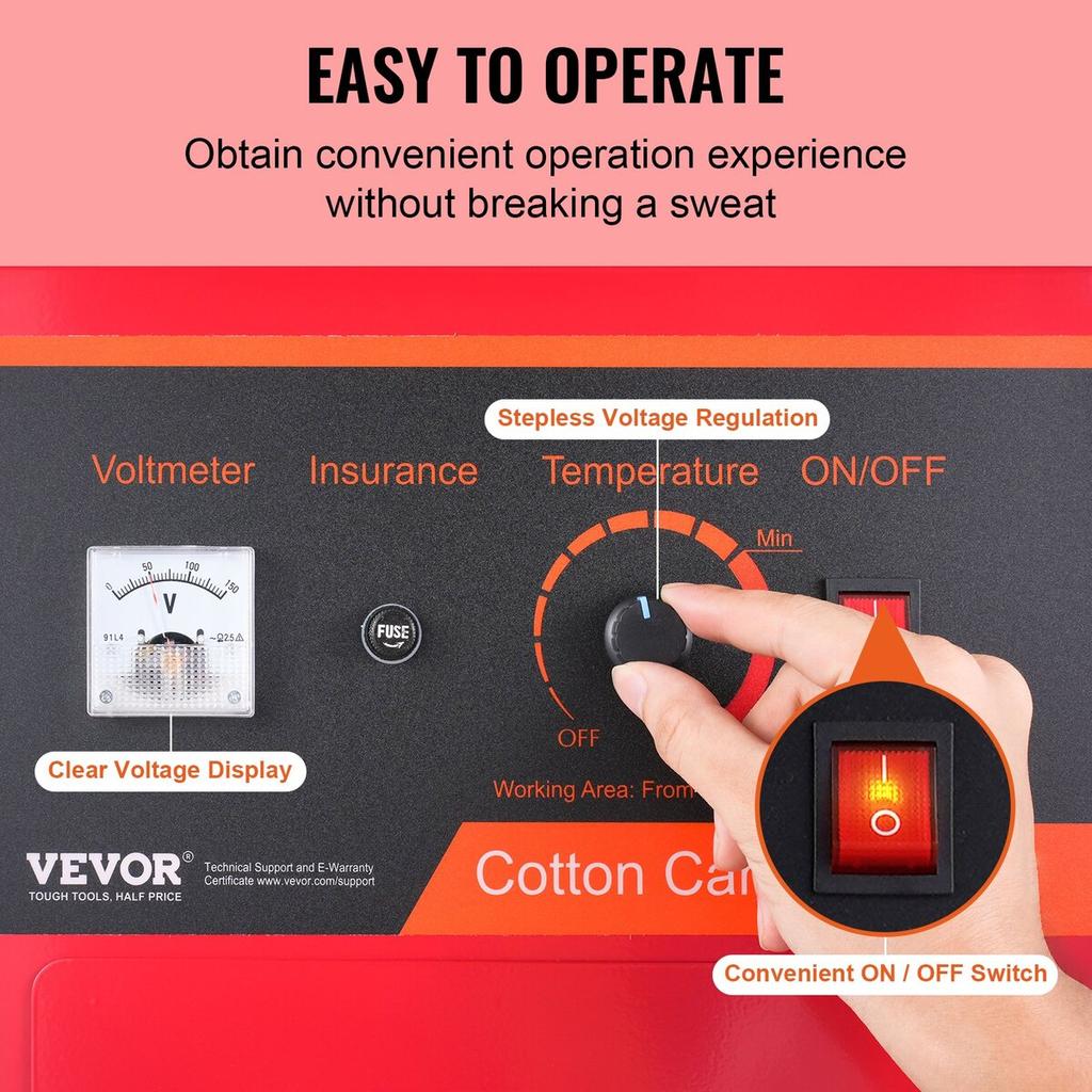 Electric Cotton Candy Machine, 1000W Candy Floss Maker, Commercial Cotton Candy Machine with Cover, Stainless Steel Bowl, Sugar Scoop, Drawer, Perfect