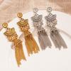 Fan-shaped Wind Chime Tassel Earrings Palace Style Light Luxury High-end Earrings for Women