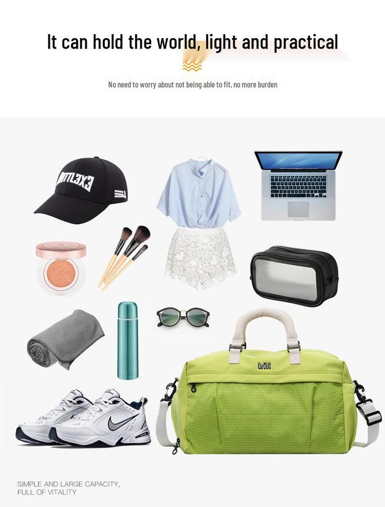 Unisex Reisetasche: Modisches Gepäck mit großem Fassungsvermögen und Trocken-/Nassfach, leicht und vielseitig für kurze Reisen