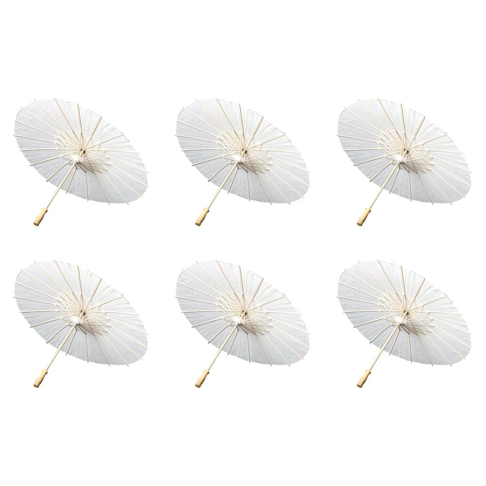 10-1PCS White Paper Parasol Umbrellas DIY Photo Cosplay Prop Bamboo Umbrella For Wedding Party Summer Beach Decor