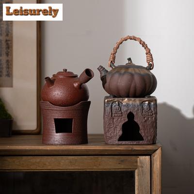 Retro-Teekocher aus vergoldeter Eisenglasur mit Alkohol, chinesischer rauer Keramik, kochender Wasserofen, Seitengriff-Topf, Teefeuer-Heizofen