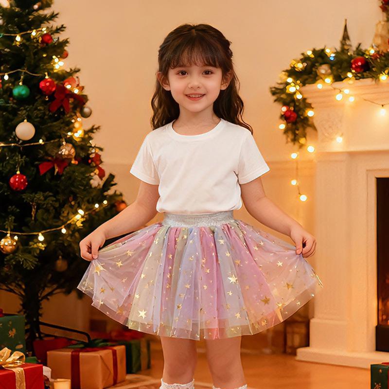 Dívčí nadýchaná princeznovská sukně s potiskem hvězd - Pro všechna roční období