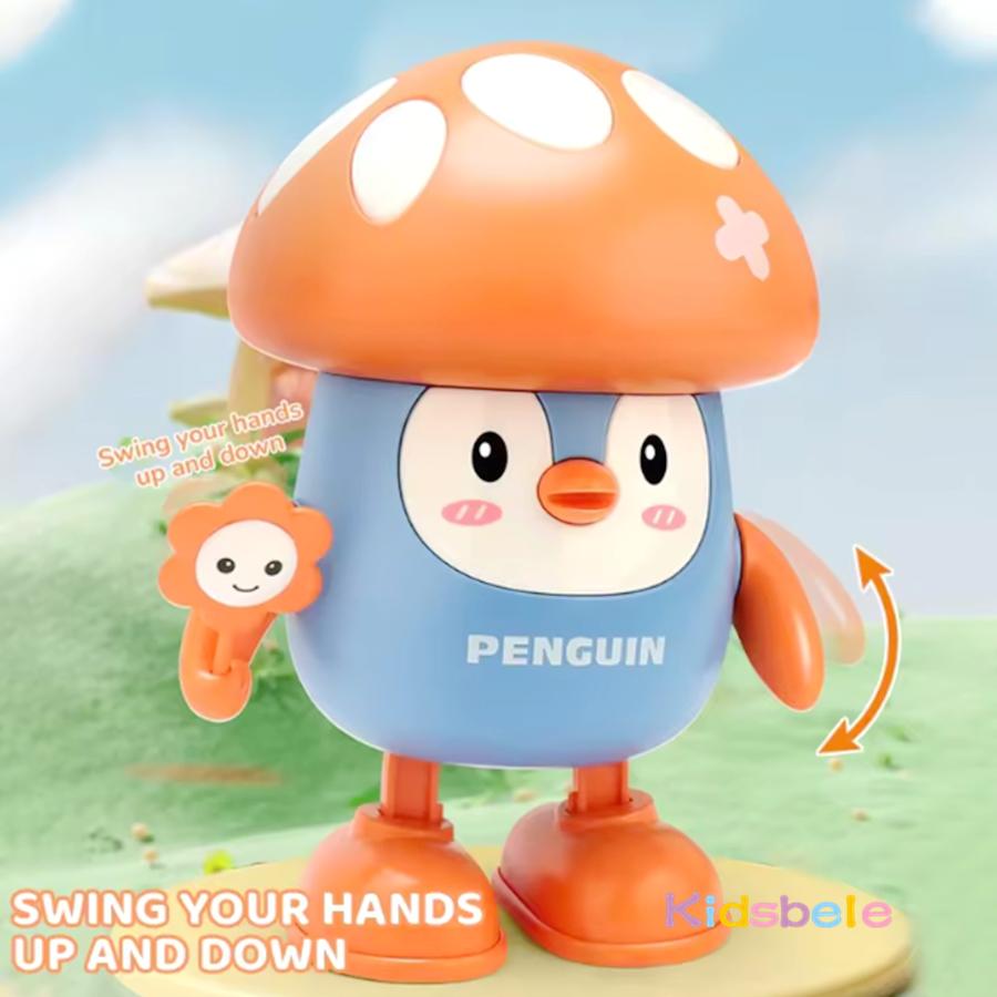 Brinquedos Musicais Interativos de Balanço e Dança para Crianças Pequenas Robô Caminhante de Maçã, Cogumelo, Pinguim Com Luzes Desenho Animado Infantil Brinquedo Divertido para Festa