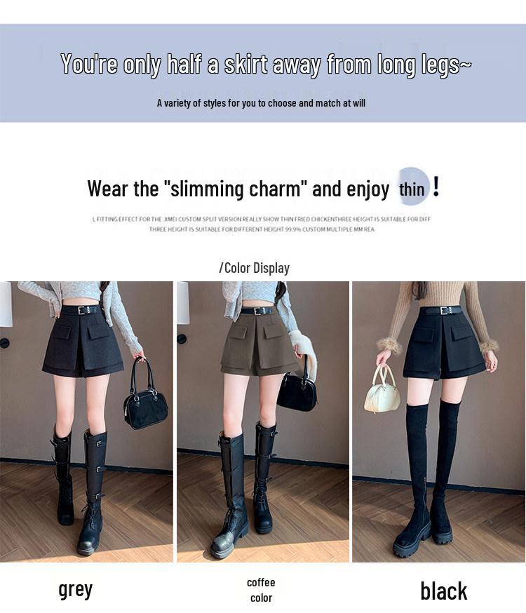 Women's High-Waisted A-Line Skort: 2026 Spring/Summer Fashion, Two-Piece Design, Wide-Leg, Casual Shorts.