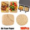 100Pcs Wood Pulp Papers Steamer Liners Disposable Steaming Basket Mat New Air Fryer Paper