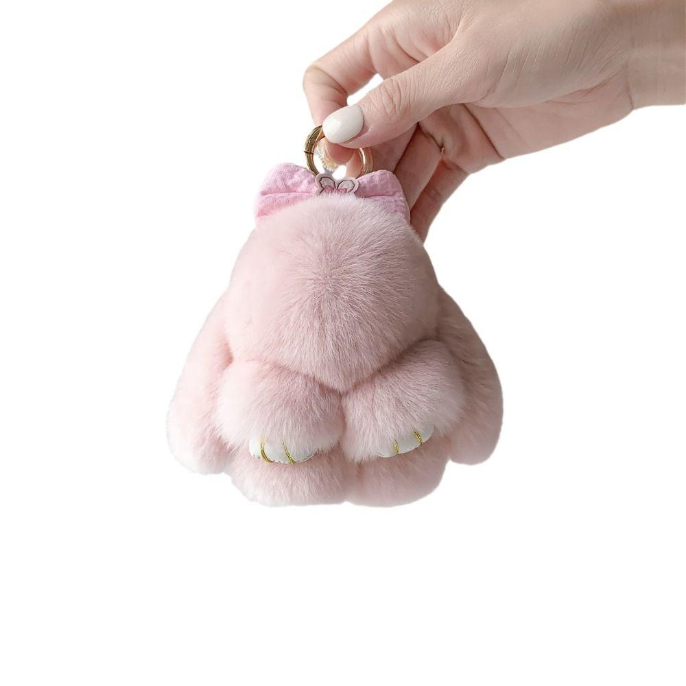 Chubby Fluffy Bunny Keychain Cartoon Animal Rabbit Plush Dolls Keychain Decoration