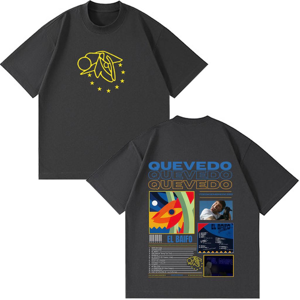 Quevedo El Baifo Album 2026 Tour Print T Shirt Unisex Unisex Fashion Clothing Tshirt Shortsleeved Cotton Loose Oversized Tshirts