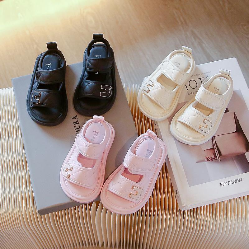 2025 Summer Girls' Soft Sole Casual Sandals - Fashionable Princess Beach Shoes for Little Girls