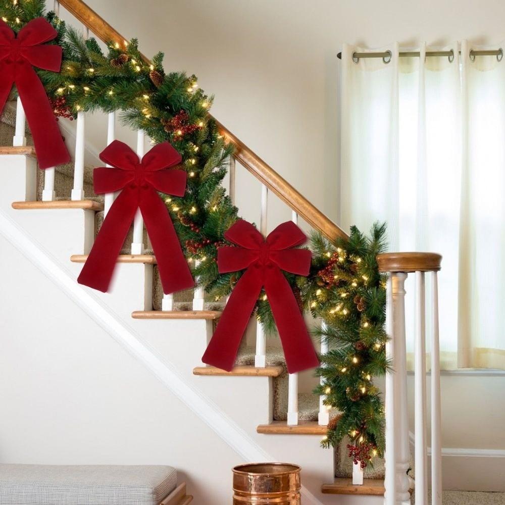 Kreative Samt-Weihnachtsschleife Rot Große Weihnachtsbaum-Schleife Anhänger Partyzubehör Mehrzweck-Weihnachtsbaumschmuck