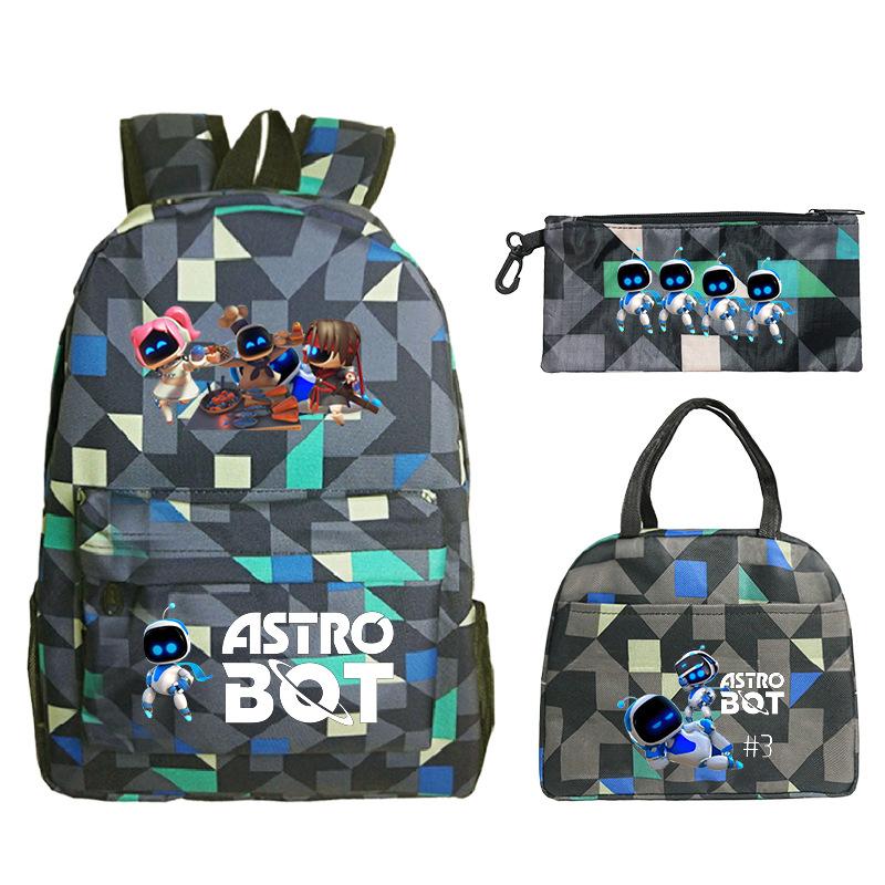 Game Astro bot peripheral printing fashion primary and secondary school students schoolbag three-piece set multi-function large capacity