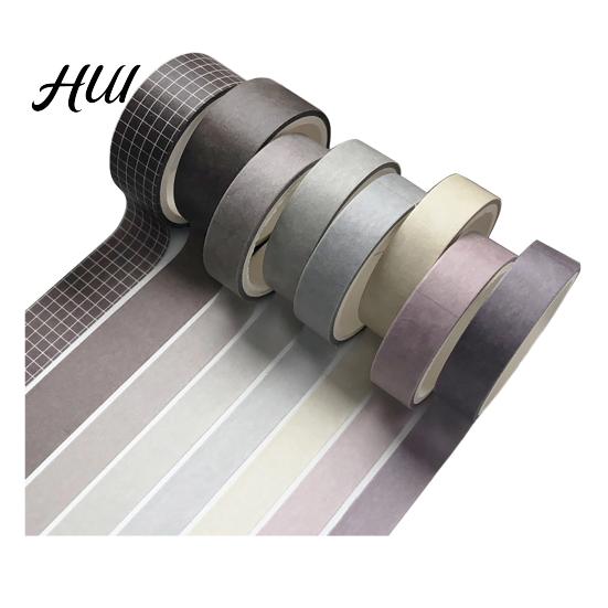 Scrapbooking Decorative Tape 8 Rolls Washi Set, Stickers, Aesthetic Solid Color Tapes Neat Storage Set for Supplies, Journaling Junk Journal, Wrapping