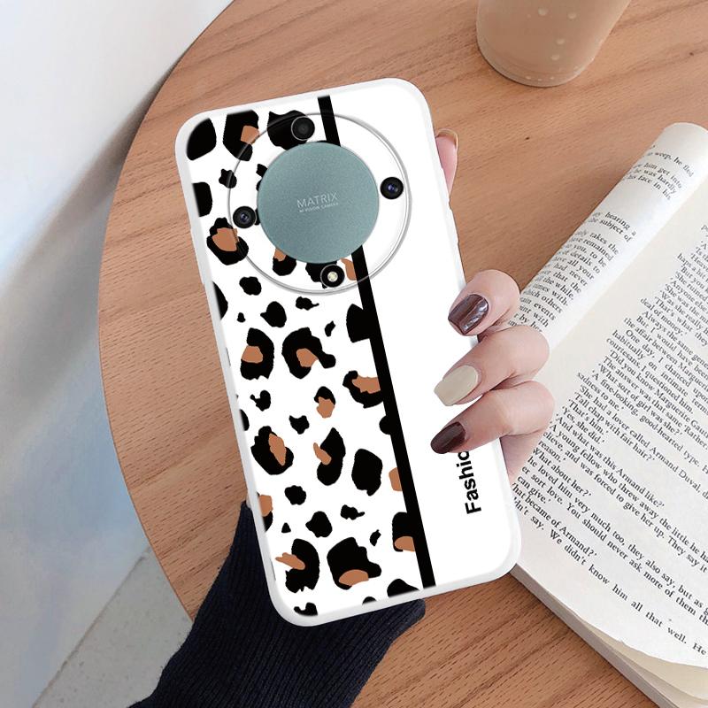 For Honor X9a X9b X9c Magic5 6 7 Lite 5G Case Fashion Leopard Print Back Cover Soft TPU Shockproof Funda Marble Texture Shell