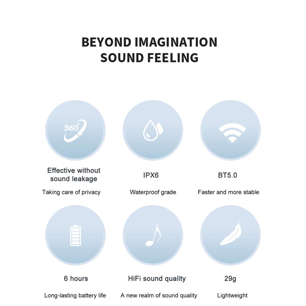 Bone Conduction Headphones Wireless BT 5.0 Earphone Outdoor Sports Headset IPX6 Waterproof Sweat Proof with Earbuds