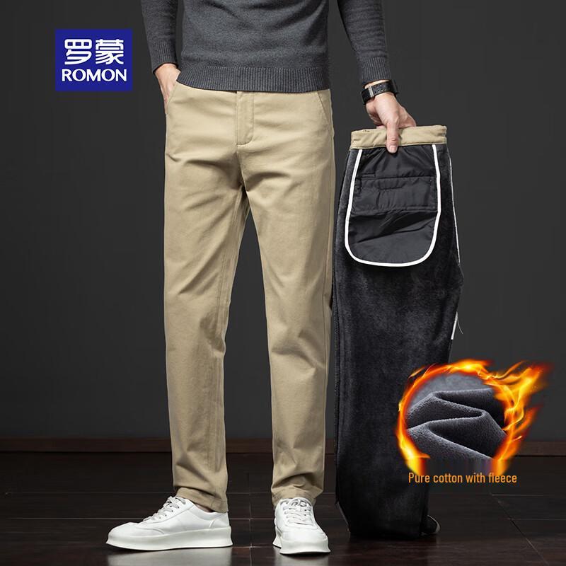 ROMON Men's Autumn/Winter Cotton Blend Straight Fit Trousers