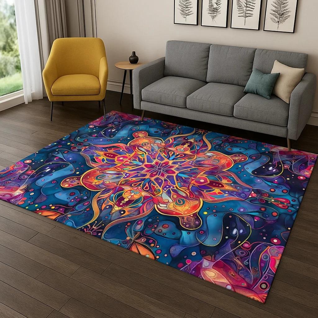 West Asian Style Floral Carpet Living Room Area Rug Study, Bedroom Anti-slip Floor Mat Easy To Clean Ground Mat Yoga Mat Gift