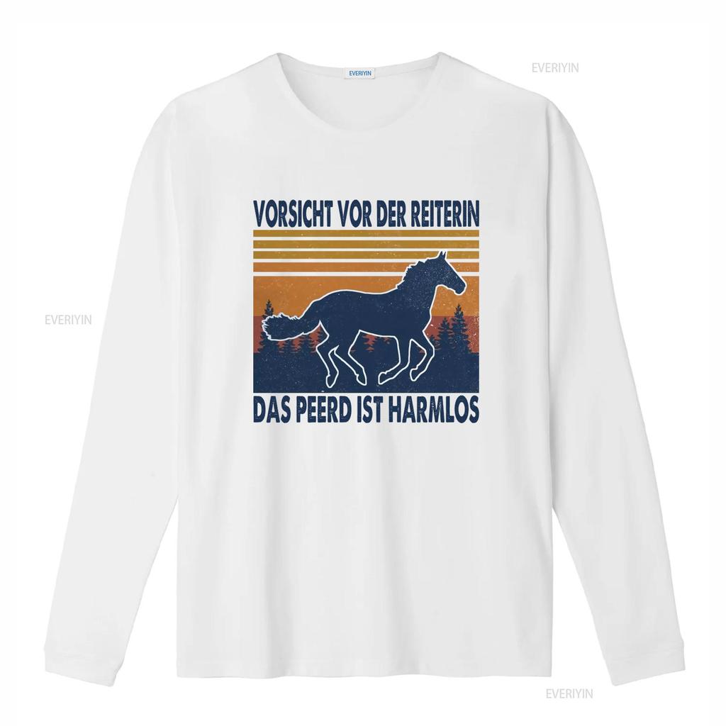 Horse Vorsicht Vor Der Reiterin Das Pferd Ist Harmlos T Shirt Print vintage Washed Unisex Slightly Casual Top For Everyday Wear