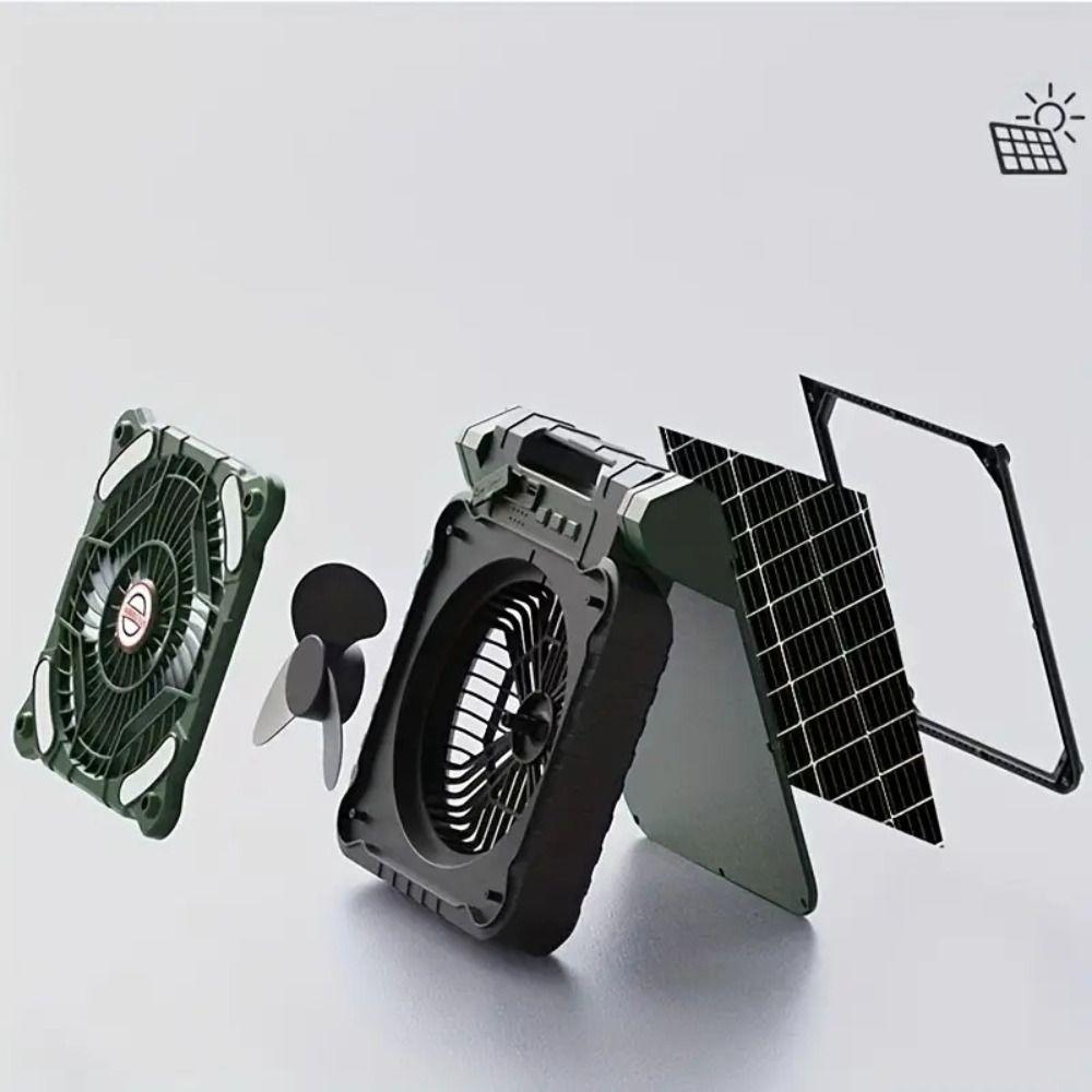 90° Folding Camping Fan with LED Light Folding Design Portable Tent Fan  Picnic Trip