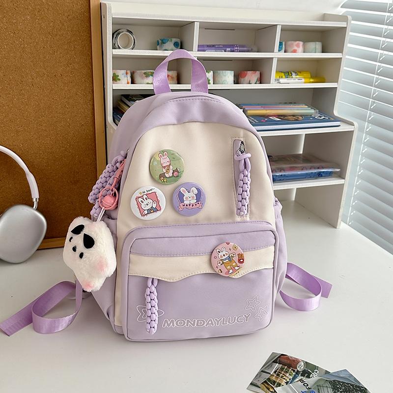 High-value schoolbag for girls, junior high school students, large-capacity backpack, dopamine soft girl travel backpack