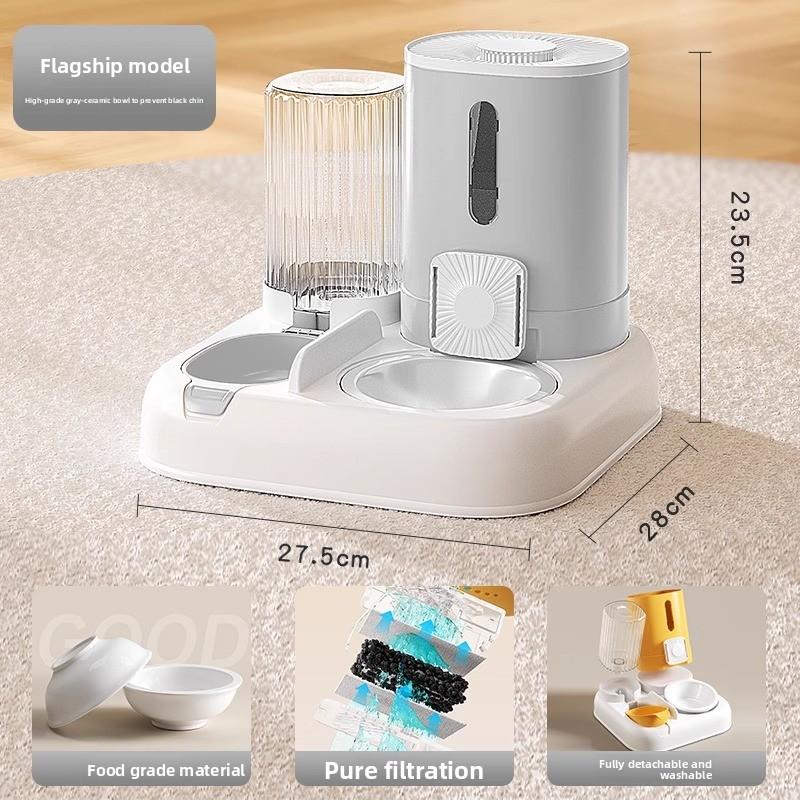 

New Automatic Cat Feeding and Water Dispenser, Dog Bowl, Cat Basin, Two-in-one Water Dispenser, Cat Bowl, Pet Supplies Ceramic bowl