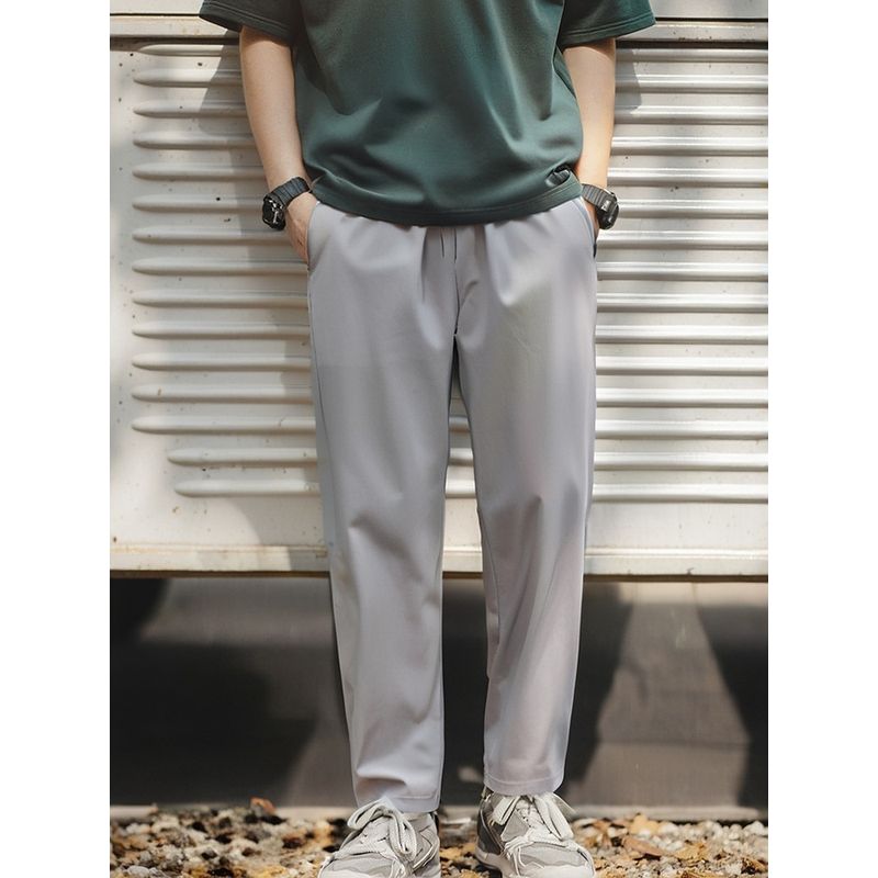 Outdoor Sports Ice Silk Cool Feeling High Elastic Straight Quick-Dry Pants Men's Summer Thin Pants Foreign Trade Men's Casual Trousers