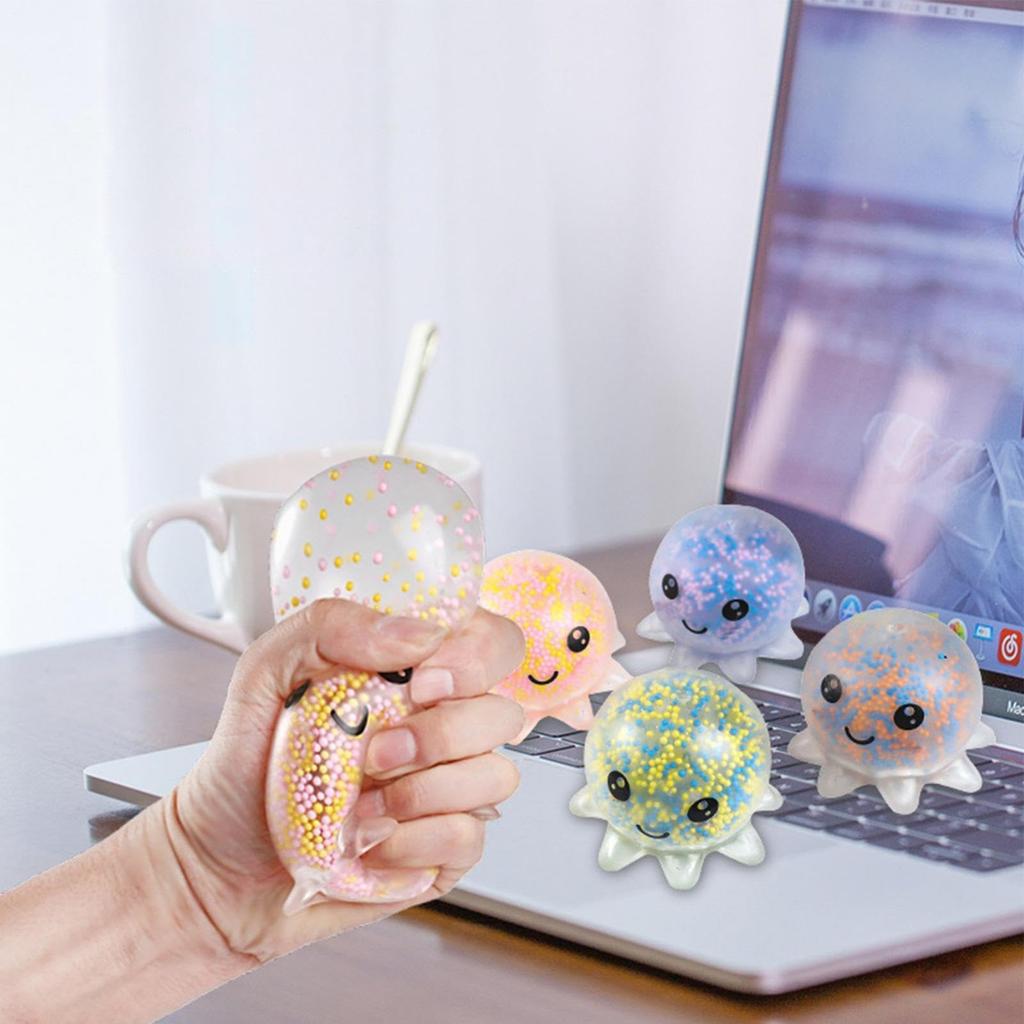 Jelly Octopus Spielzeugset zur Stressbewältigung und für sensorisches Spiel mit weichen Kügelchen im Inneren für Kinder und Erwachsene 4er-Pack