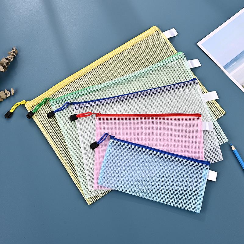 Mesh Zipper File Bag: Creative Waterproof Pencil Case & Transparent Document Storage for Students & Office