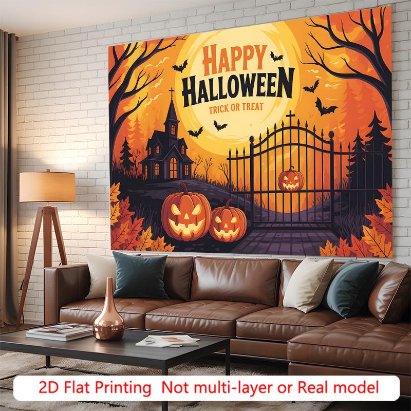Party Backdrop Halloween Flat Spooky Pumpkin Jack Lantern Gate Photo Booth Decor Party Decor