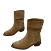 High Heel Pointed Suede Khaki Skinny Short Boots Women's Shoes New Pile Boots Spring and Autumn Single Boots