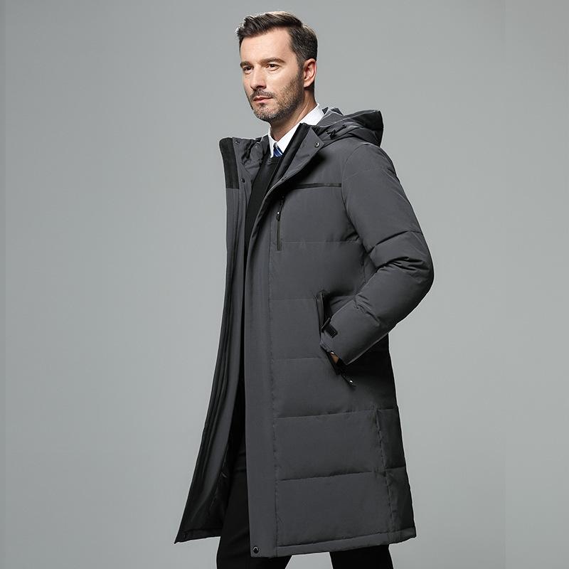 Down Mens Long Winter Jacket Over The Knee Cotton Jacket Thick Down Cotton Jacket Casual Long Jacket
