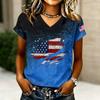Women's V-Neck Casual Letter Print Short Sleeve T-Shirt, Fashion Graphic Tee Top