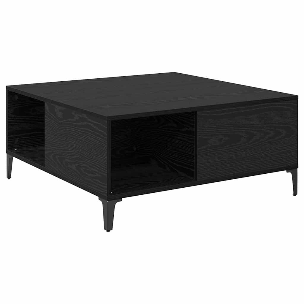Coffee Table Black Oak Effect 80 X 80 X 36.5 Cm Engineered Wood