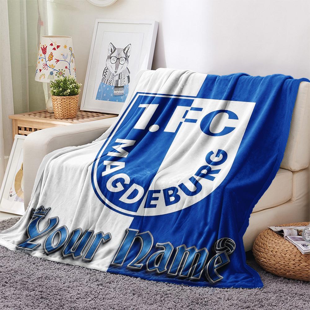1 Pezzo Nome Personalizzato 1. Coperta in Flanella Fantasia FC Magdeburg Adatta a Tutte le Stagioni per Arredo Casa Calore e Comfort Regali Regalo Festivo -HE3