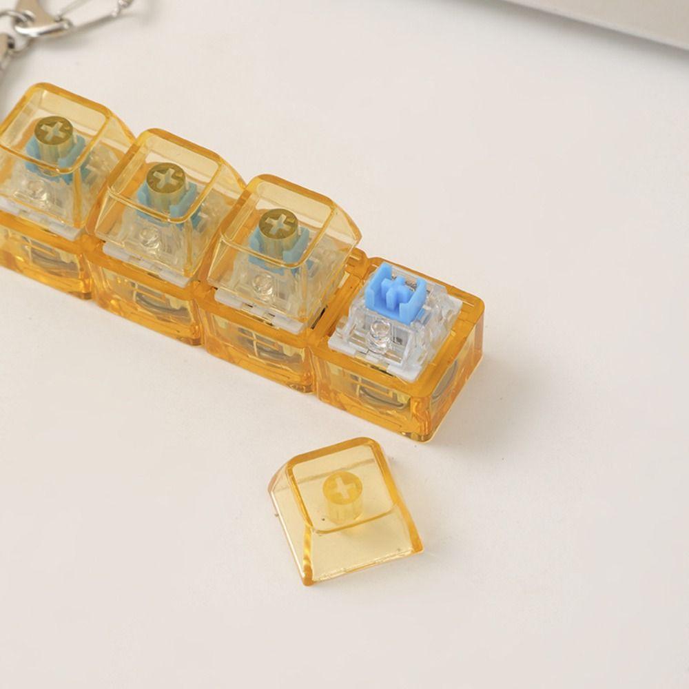 Transparent Shaft Crystal Keycap Pendant Funny Mechanical Keyboard Keychain  Fingertip Gadget