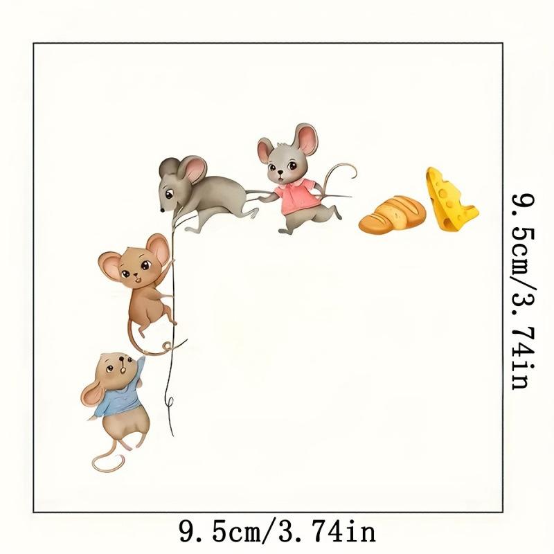 2PCS Cute Cartoon Mouse Wall Sticker Vinyl Self Adhesive Switch Socket Decoration Decal 2PCS