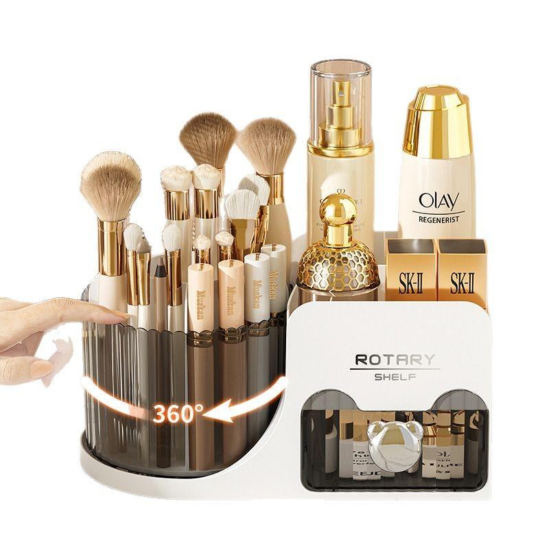 Desktop Rotating Makeup Brush Storage Cartridge Cosmetics Storage Box Shelf Countertop Dresser Lipstick Eyeshadow Pen Holder