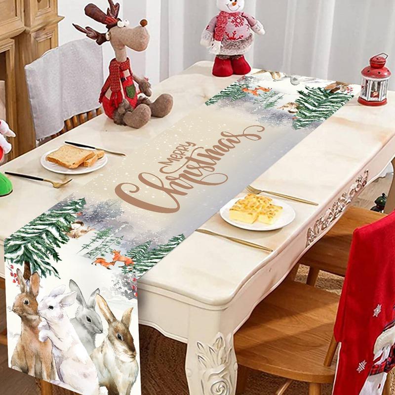 Christmas Ball Buffalo Plaid Table Runner Merry Christmas Decorations For Home Decor Xmas Table Flag Cover Gifts Happy New Year