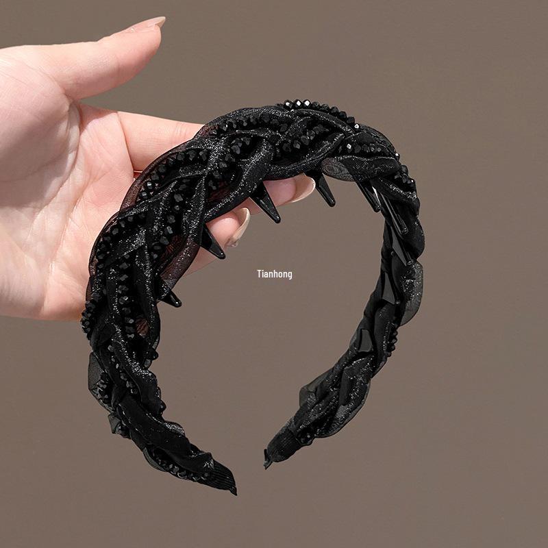 Women's Luxury Mesh Braid Headband, 2025 Fashion Style, High Crown, Daily & Outer Wear.