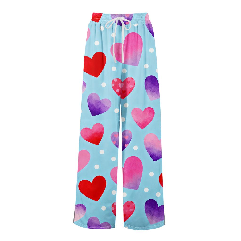 Γυναικεία Καλοκαιρινή Μποέμ Παλάτσο Παντελόνα Ψηλόμεση Φαρδύ Πόδι με Πρίτινγκ Καθημερινό Παντελόνι με Τσέπες