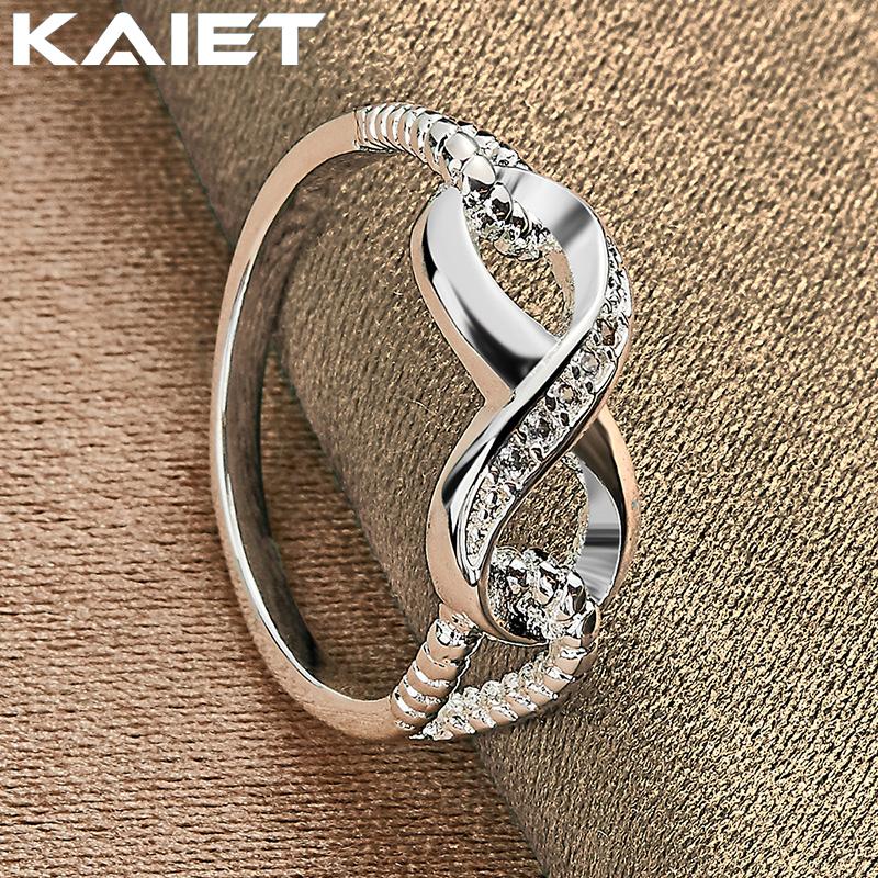 925 Sterling Silver 8-Word Inlaid Crystal 7-10 Ring for Women Fashion Jewelry