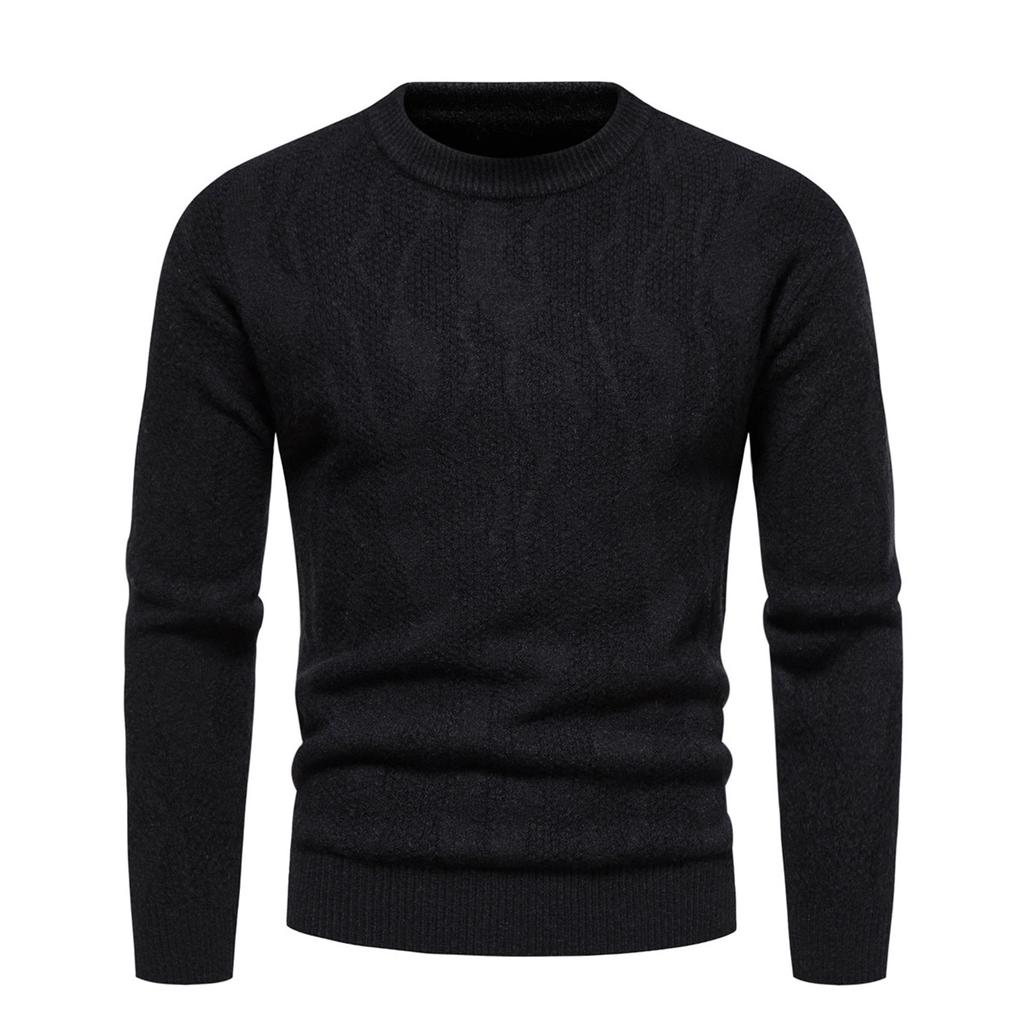 Men's  And Winter Casual  Knitted Solid Color Decorative Pattern Sweater