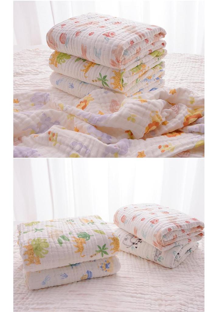 Ultra-Soft Baby Bath Towel - Pure Cotton Gauze, Absorbent, Six Layer for Newborns & Children