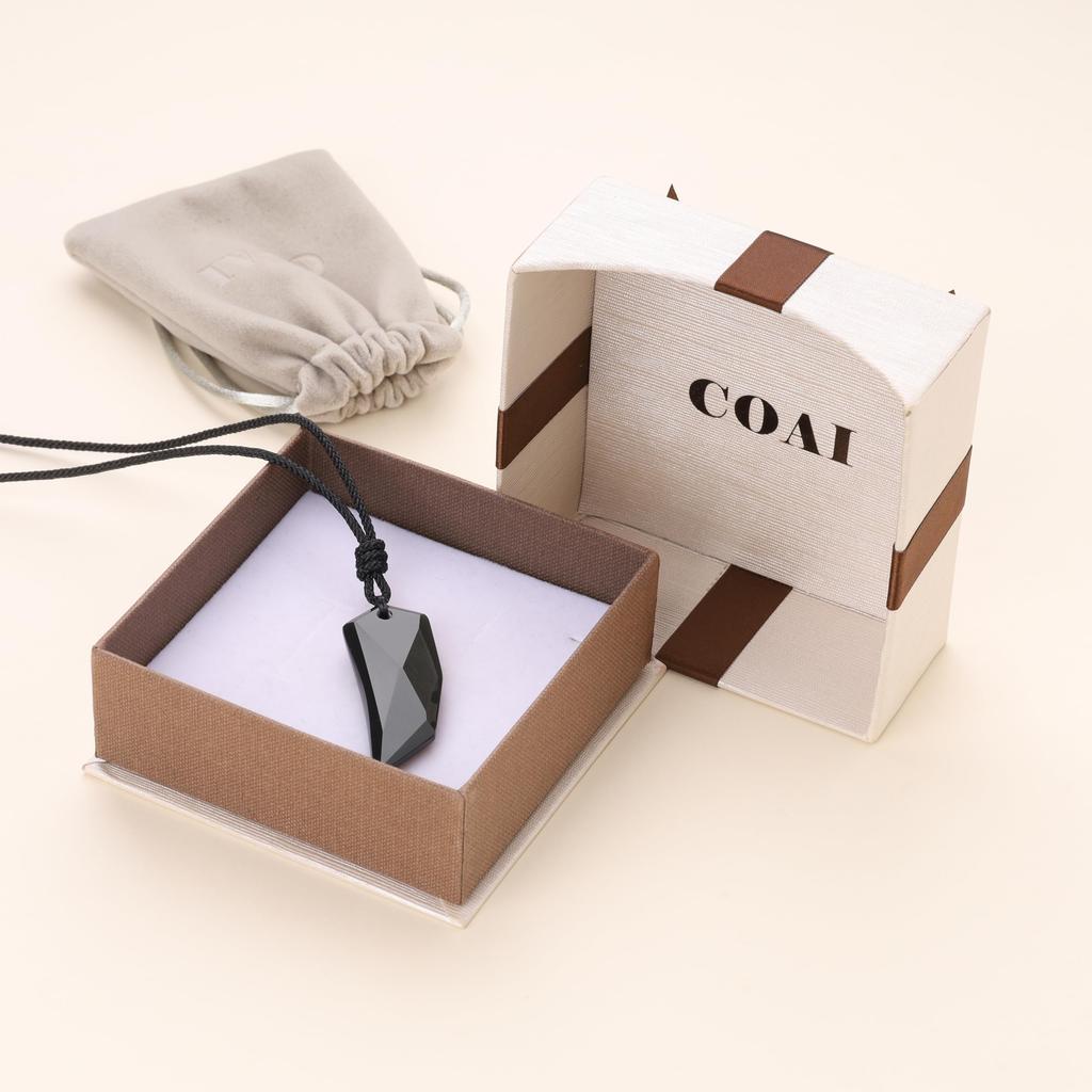 Obsidian Wolf Fang Business Protection from Adjustable for Men and Women [KOAI] Pendant/Necklace, Luck, Evil, Length,