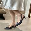 Fashion Elegant Low Heel Satin Women Pumps Sexy Pointed Toe Slingbacks Thin High Heels Comfort Mules Sandals Dress Shoes Heeled Sandals