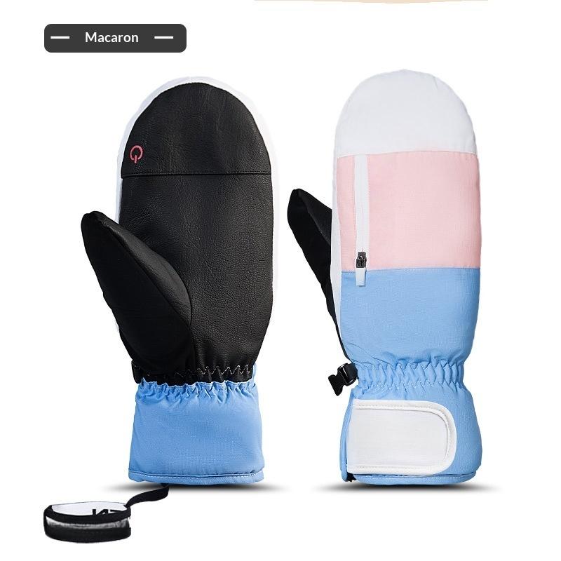 Professional Customized Embroidery Waterproof Winter Ski Snowboarding Gloves Fleece Insulation Touchscreen Compatible Unisex розовый