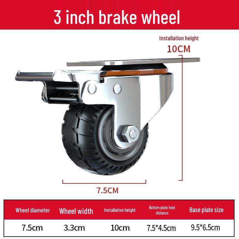 3-Inch Heavy Duty Swivel Wheel Hand Truck with Brake and Silent Rubber Casters