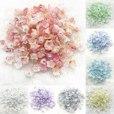 50 Pièces 7X13Mm Changement Graduel Acrylique Cloche Fleur Perles Calottes Résultats de Bijoux Breloques Bracelets Perles d'Espacement Pour Fabrication de Bijoux