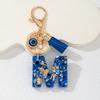 Blue Series Keychain Pendant Initial Letter Key Chain with Eyes Tassel Design