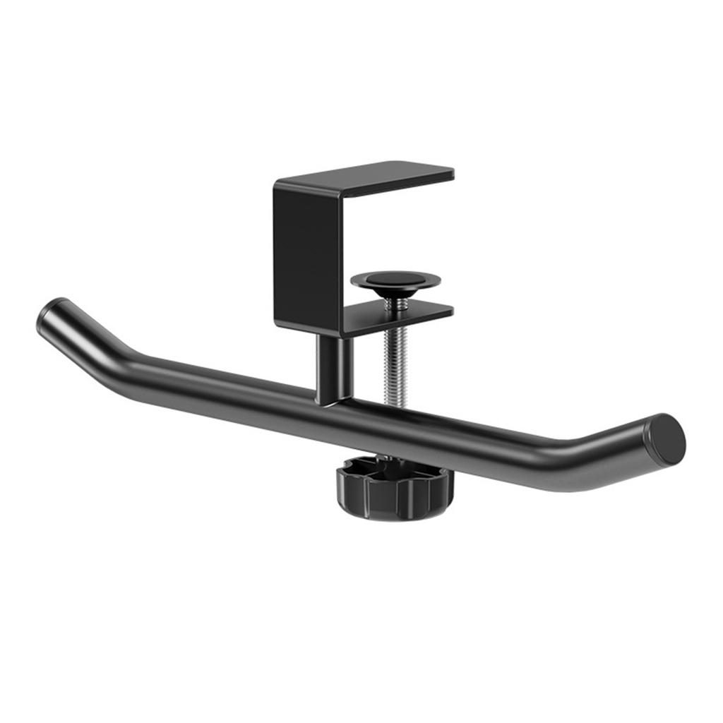 Stylish Double Rod Under Table Clamp On Organiser Storage Holder For Hanging Gadgets Bags And Office Accessories