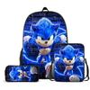 Sonic Three-Piece Large-Capacity Primary And Secondary School Schoolbag Cartoon Moving Backpack Diffuse Breathable Wear-Resistant Backpack