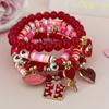 5pcs Valentine's Day Soft Clay Bead & Heart Charm Bracelets - Elastic Stretch Beads, Love Token Gift for Couples,Year-Round Wear